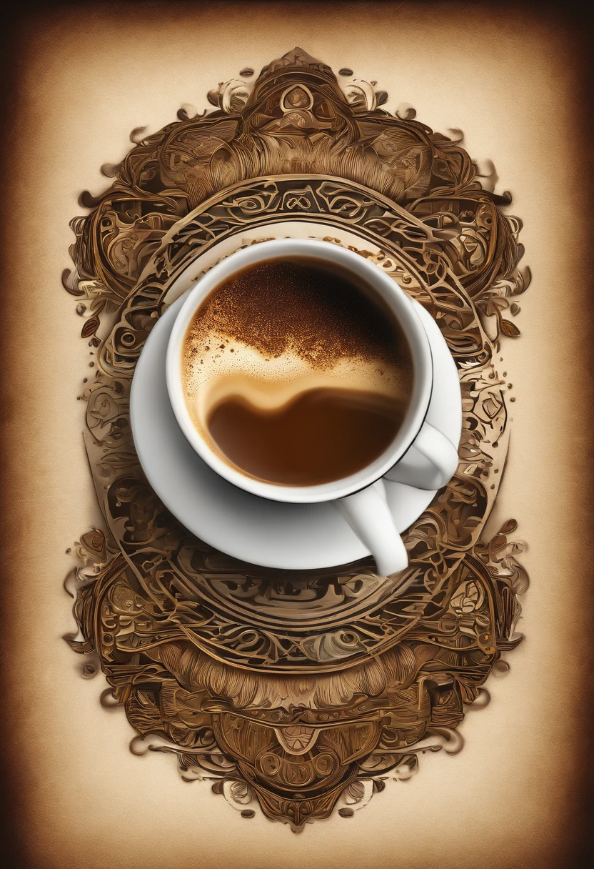 A steaming cup of coffee with a latte art design of an Nvidia GPU on top,original,Jensen Huang, Male