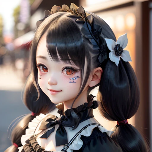 hair flaps, hairband, star-shaped pupils, smiley, light blush, Contemporary art, backlighting, anaglyph, close-up, best quality, textured skin --auto