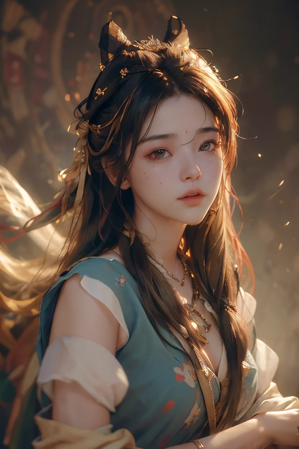 nsfw,(RAW photo, best quality),(realistic, photo-realistic:1.3),best quality,highly detailed,masterpiece,ultra-detailed,illustration,1boy,upper_body,dynamic angle,world masterpiece theater,messy_long_hair,best quality,extremely detailed CG unity 8k wallpaper,ink,Amazing,cinematic lighting,lens_flare,dunhuang_style,