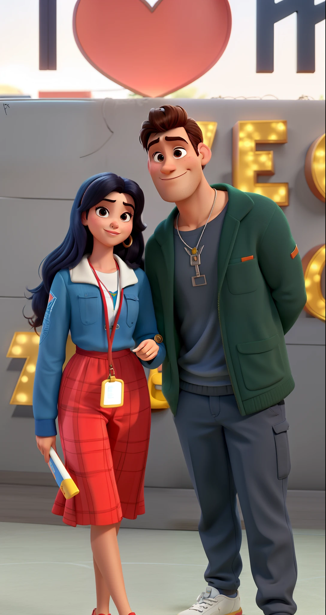 casal homem e mulher no estilo Disney Pixar, alta qualidade, melhor qualidade