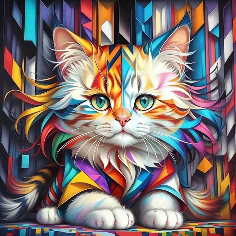 (Cat Ragdoll)), Eduardo Kobra padding ,wall PORTRAIT geometric multidimensional, art, chibi,
yang016k, beautiful, colorful,
masterpieces, top quality, best quality, official art, beautiful and aesthetic,