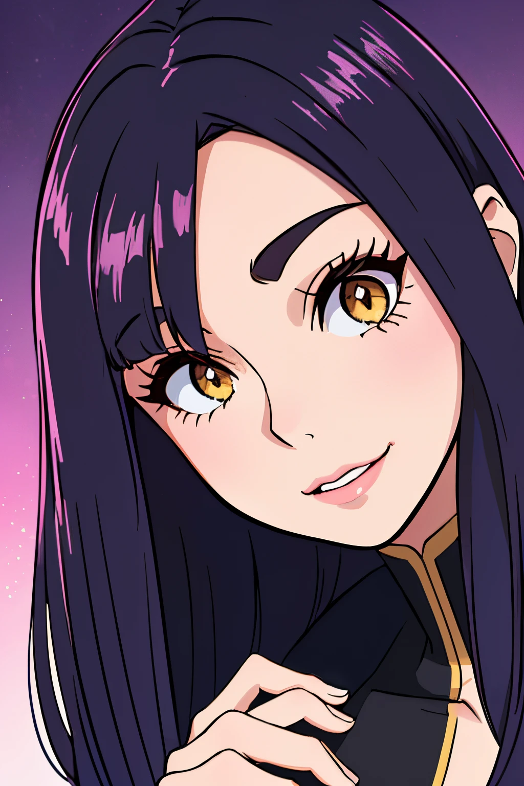 1Menina, solo, melhor qualidade, 8k, Bloom, melhor qualidade de textura, sombras realistas, soft-lighting, corpo perfeito, cabelos realistas, olhos detalhados, pupilas perfeitas, pupilas redondas, rosto bonitos, dedos delicados, cintura fina, bunda grande, coxas grossas, peitos realistas, anatomia perfeita, molhado, suada, roupas transparentes, peitos detalhados, corpo detalhado, sharp curves, joelhos perfeitos, soft hands, anime, personagem de anime,(parte superior do corpo), (Realistic, [anime]), (..3d:0.3), dramatic lighting, ((master part)),(qualidade),(Altas), cabelo preto longo undercut, [sorriso maligno], seios pequenos, umbigo coberto, Cilia, rosto perfeito, Nariz bonito, Olhos bonitos, Olhos detalhados, Perfect lips, A-pose no monitor, fundo simples, (mover:1) ,