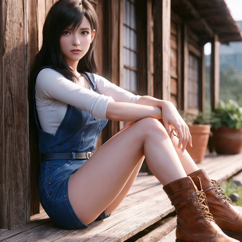 (best quality,ultra-detalhado),(Realistic:1.37),Tifa Lockhart,Rosto bonito e detalhado, Sweet smile expression, textura ultra realista, rosto delicado, corpo delicado, Fit physique