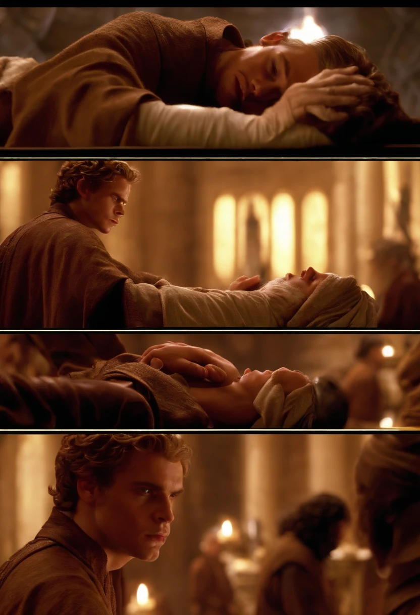 Anakin is in the Jedi Temple infirmary, receiving treatment for injuries sustained during a daring mission.,Star Wars: Episode II - Attack of the Clones,Anakin Skywalker, male