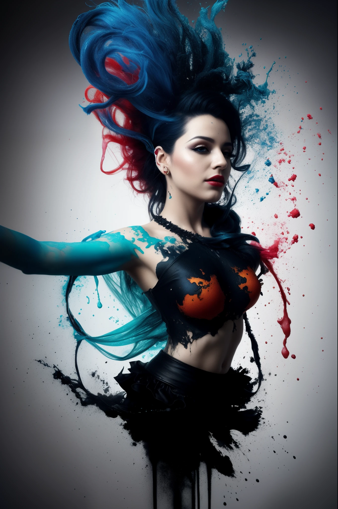 Alberto seveso art, dancing sillhouette, water ink, ink water, ink cloud, alberto seveso art, loose painting style, intricate detail, cinematic lighting, octane render, 8k render, volumetric lighting