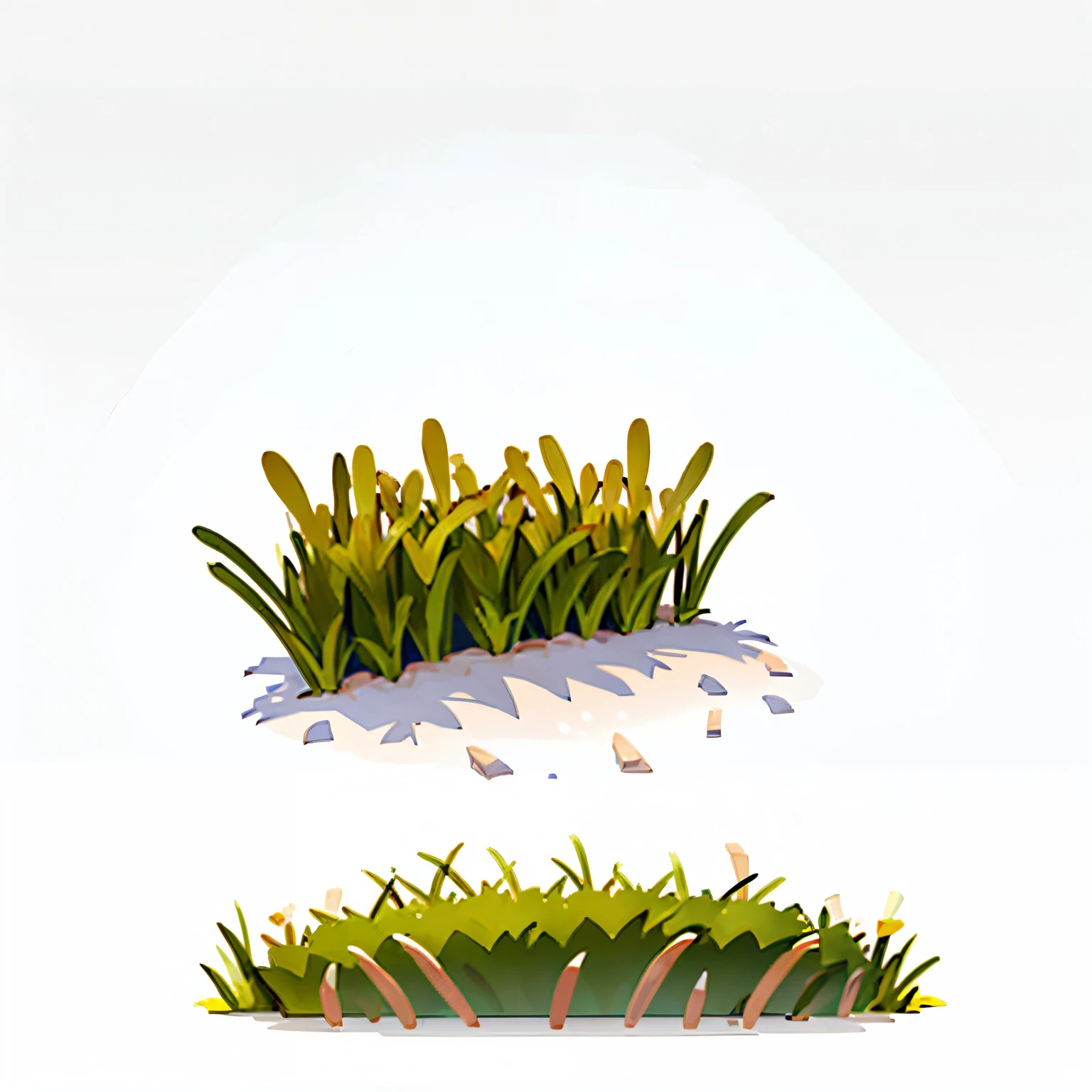 icon of ground grass, white background, gradient background,