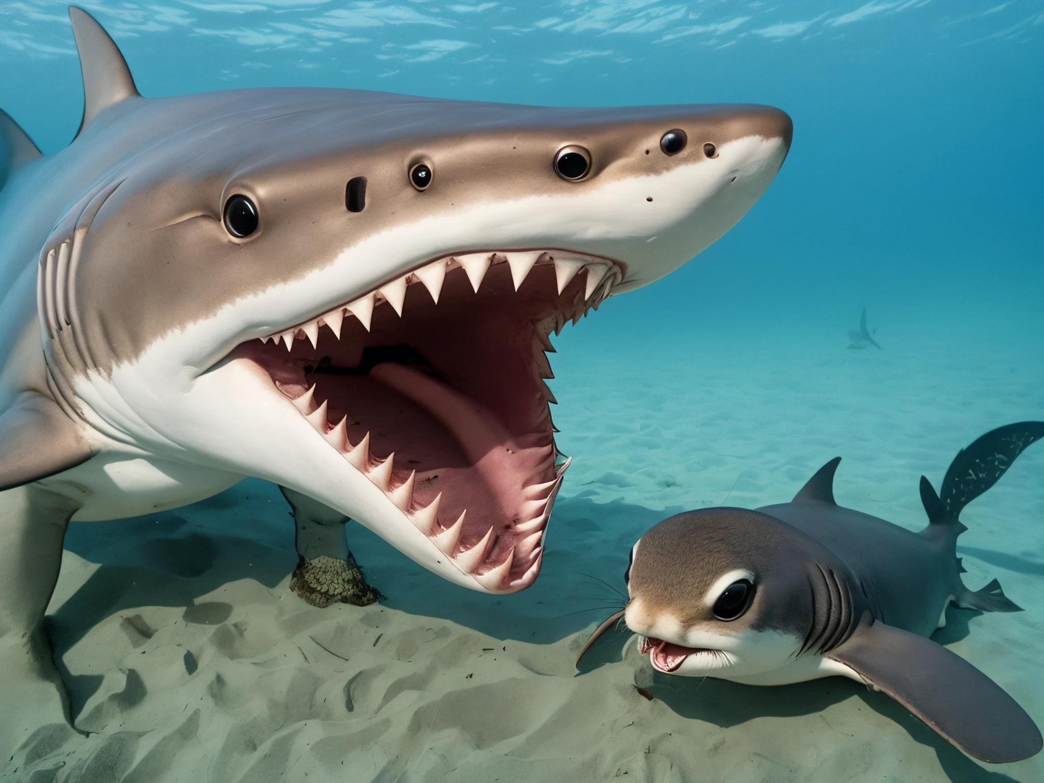 Shark eating a squirrel