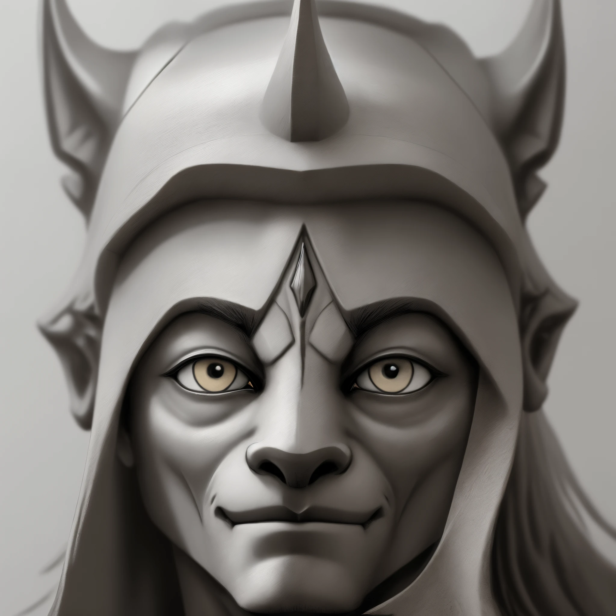 Draw the deity Anubis’ face(and just the face) in just the color black, and have him facing the front, and have the background as white.