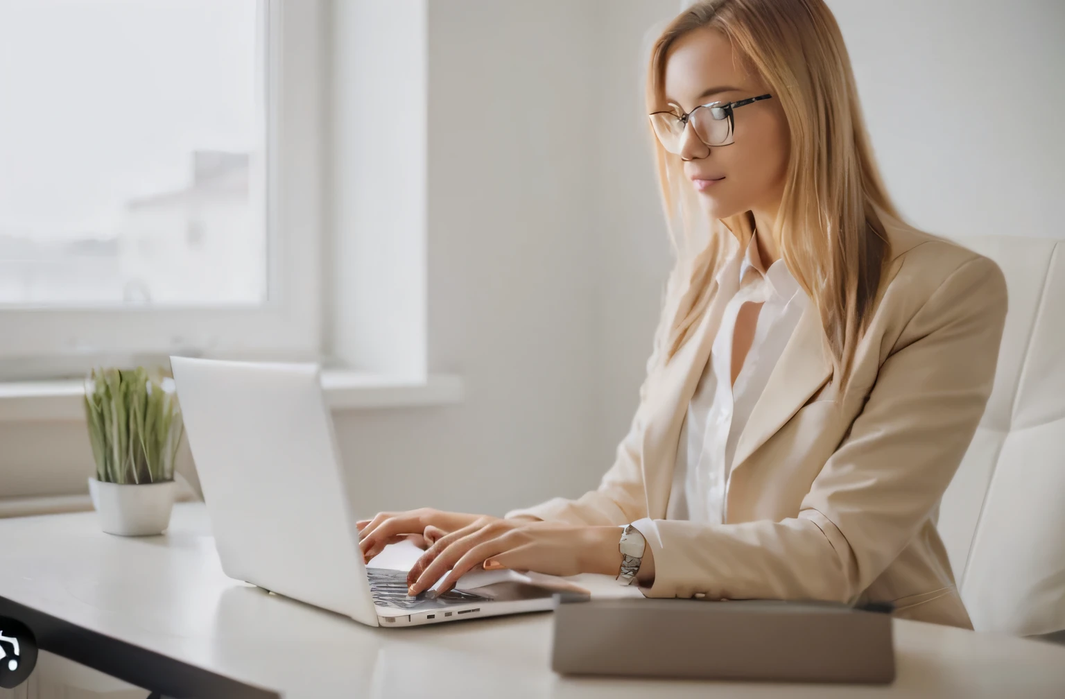 woman in glasses using a laptop computer at a desk, in front of a computer, working on a laptop at a desk, sitting at a computer, sitting in front of computer, sitting at desk at keyboard, working on her laptop, sitting at a computer desk, professional image, typing on laptop, working in an office, professionally