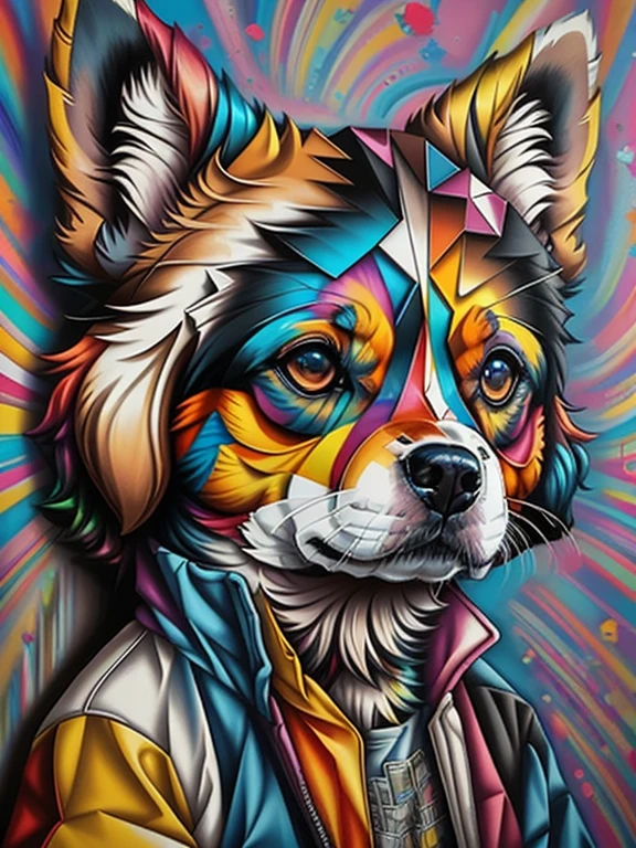 (dog), Eduardo Kobra padding ,wall PORTRAIT geometric multidimensional, art, chibi,
yang08k, beautiful, colorful,
masterpieces, top quality, best quality, official art, beautiful and aesthetic,