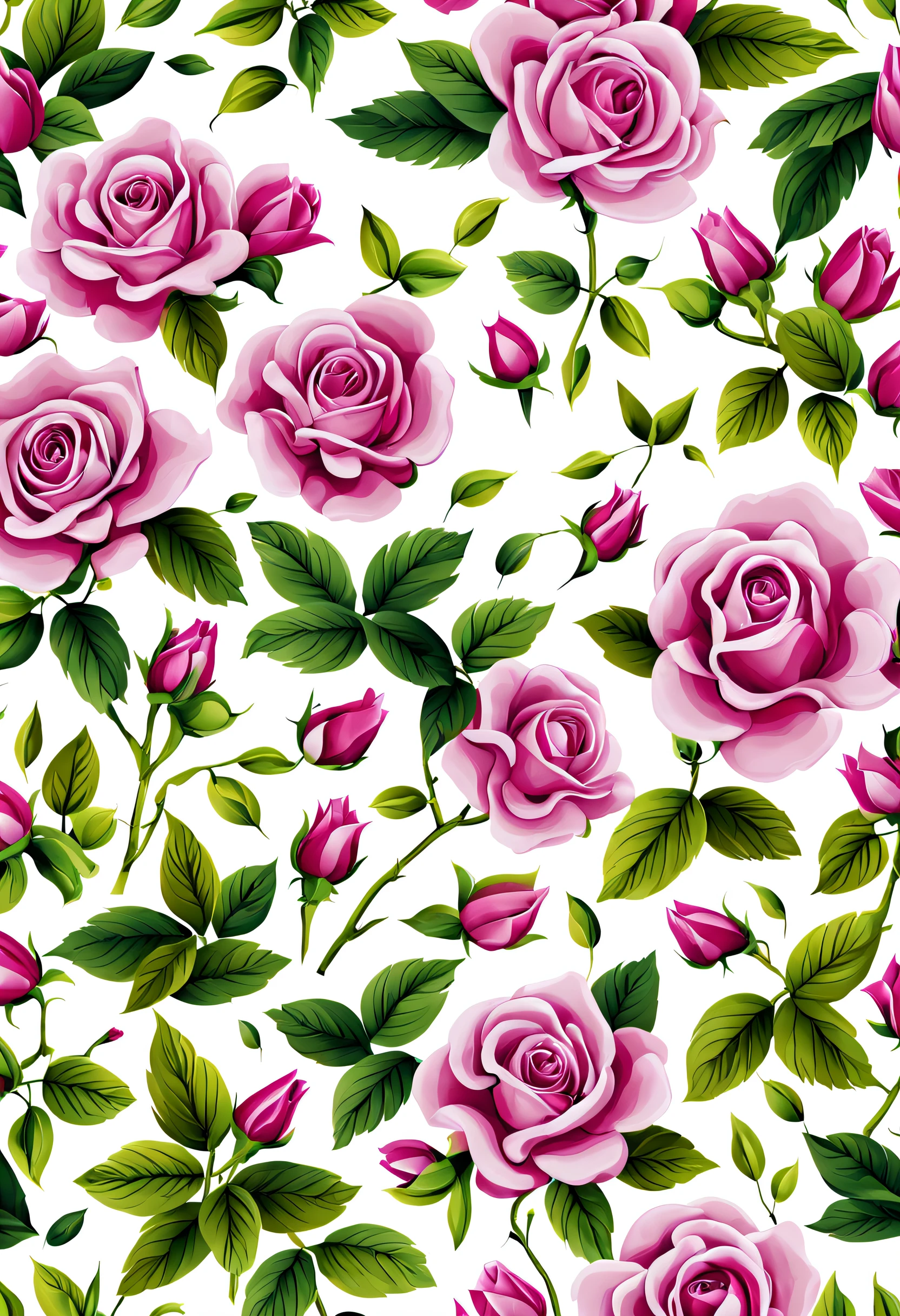 Seamless layout, Rose, purple, ((1 flower)), There are vines..,idyllic, White background, sharp, high-res, 10