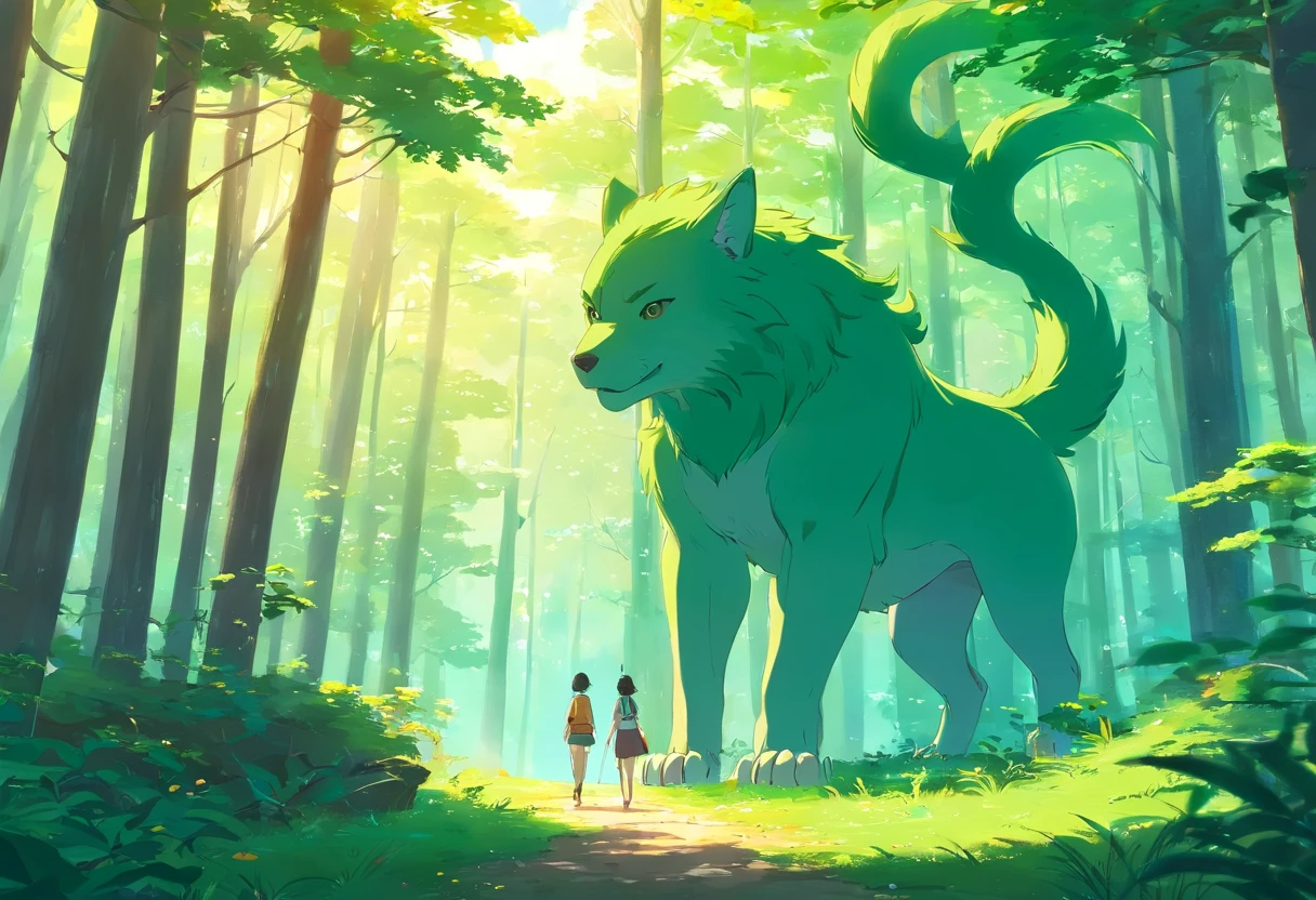 A mythical beast-like existence　Gods々looks nice　Beautiful forest　I met a traveler
