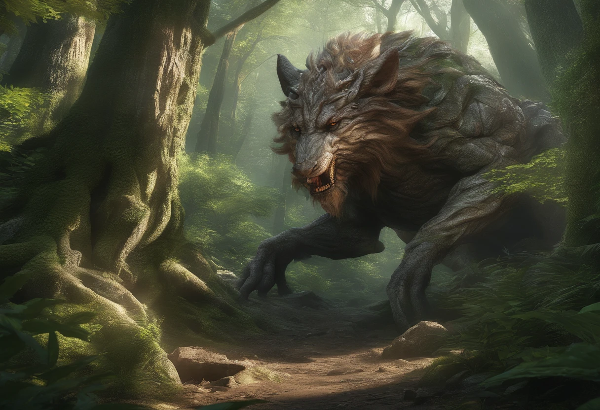 A mythical beast-like existence　Deities々looks nice　Beautiful forest　I met a traveler