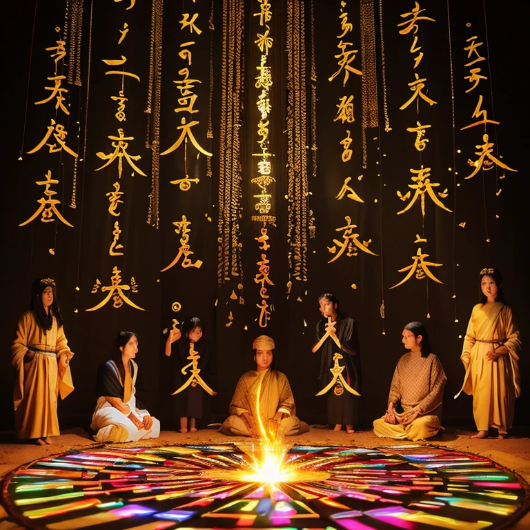 Shining Kokuzo Bodhisattva Bewitching space sanskrit「talaq」tome'In the background. illustration image Deities々paradise Sanskrit words Bodhisattvas all hands in group photograph