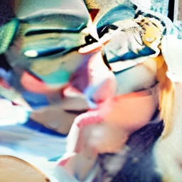 An illustration of an adorable couple, Spotlight on a man with indigenous characteristics, rechonchudo, With eye Glasses, Smiling and a blonde woman with beautiful expressive eyes - the man's skin is brown and the man's hair is black and short, The woman's skin is white, and the woman's hair is straight and blond. They are a bright room, cada um com um sorriso no rosto, e compartilhar um momento especial caracterizado pelo amor, Insights. Illustrate this scene from a perspective where they are facing the camera, Smiling and Showing Your Connection. Desenvolva esta arte em Full HD, Focus on your cinematic touch, Estilo Disney Pixar Animations