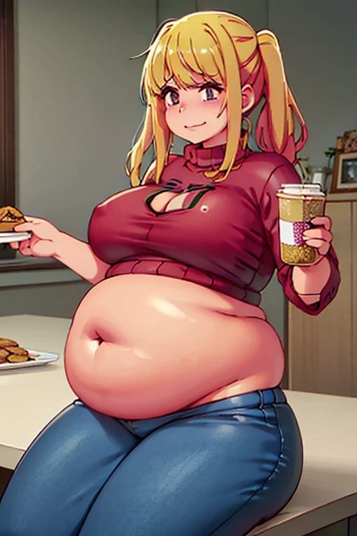 fat, large belly, standing, fat belly, very fat, large stomach, chubby,very fat, safe for work, obese, giant belly, fat, huge, heavy, very fat, safe for work, fat, large belly, standing, grabbing belly, very fat, large stomach, chubby (best quality, masterpiece),safe for work, obese, giant belly, fat, huge, heavy, very fat, safe for work, fat, large belly, standing, grabbing belly, very fat, large stomach, chubby (best quality, masterpiece), Christmas, wearing sweater, eating, sitting down, table full of food, cookies, eating cookies, very fat, Christmas season, Christmas time, Christmas season, holidays, Christmas sweater, blonde