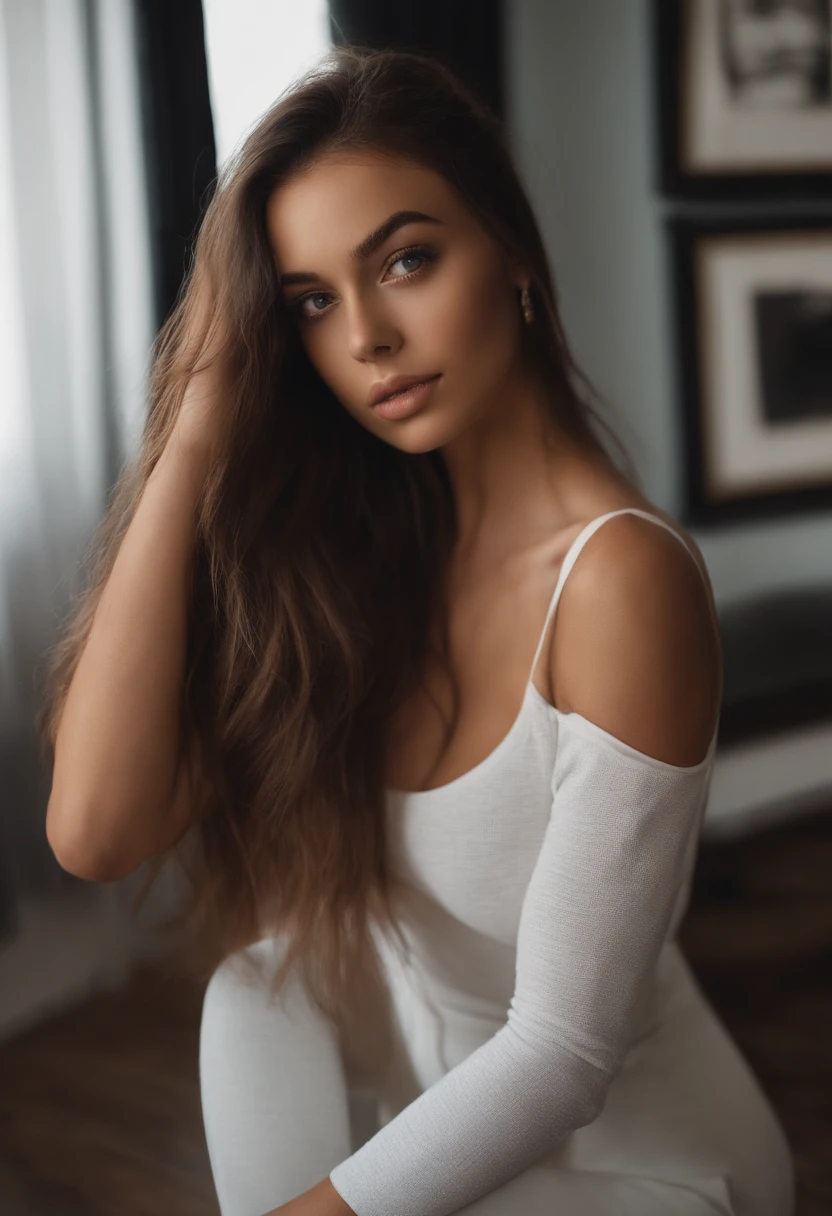 Femme arafed , fille Sexey aux yeux bruns, Portrait Sophie Mudd, cheveux bruns et grands yeux, selfie of a young woman, Yeux de chambre, Violet Myers, sans maquillage, maquillage naturel, looking straight at camera, Visage avec Artgram, Maquillage subtil, Superbe photo du corps entier, dans la chambre, clivage, tits, ass, Sexey, Sexe, levrette, position Sexee,