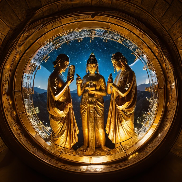 Shining Kokuzo Bodhisattva　Bewitching space　sanskrit「talaq」tome&#39;In the background.　illustration image　Deities々paradise　sanskrit　Zodiac Bodhisattva statue　all hands　1 million people set　Mystical　quartet　overlap　limitless