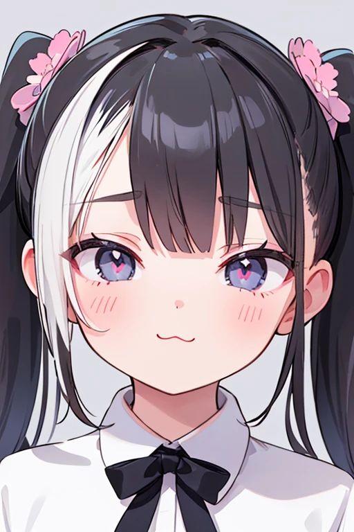 (masterpiece、top-quality、ultra-detailliert、high-resolution illustrations、Ultra-high-definition CG、8k size wallpaper、offcial art、production art)、Skin quality improvement,(Face),(((only face:1.5)))、((Face Focus:1.5))、((close to viewer:1.5))、(Gothic ta)、(;3:1.5)、(girl with)、(short twintails),(Heart-shaped eyes:1.5),(Excited eyes:1.5)、(big eye),Upper body