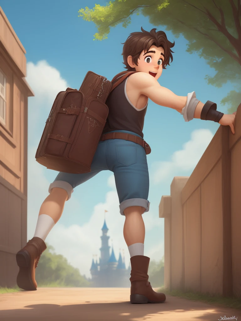 Suprised male Disney character facing backwards