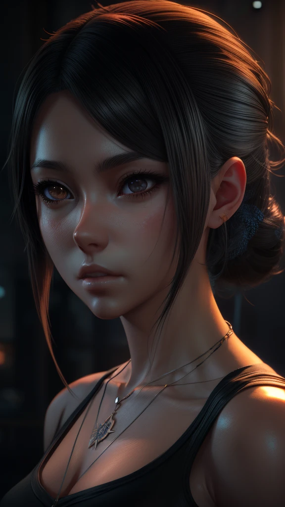 there is a woman with a necklace and pendant, artwork in the style of guweiz, photorealistic anime girl render, Realistic soft lighting, the anime. soft-lighting, 3 d anime realistic, 8k portrait rendering, smooth anime cg art, highly detailed soft lighting, realistic anime 3 d style, realistic face moody lighting