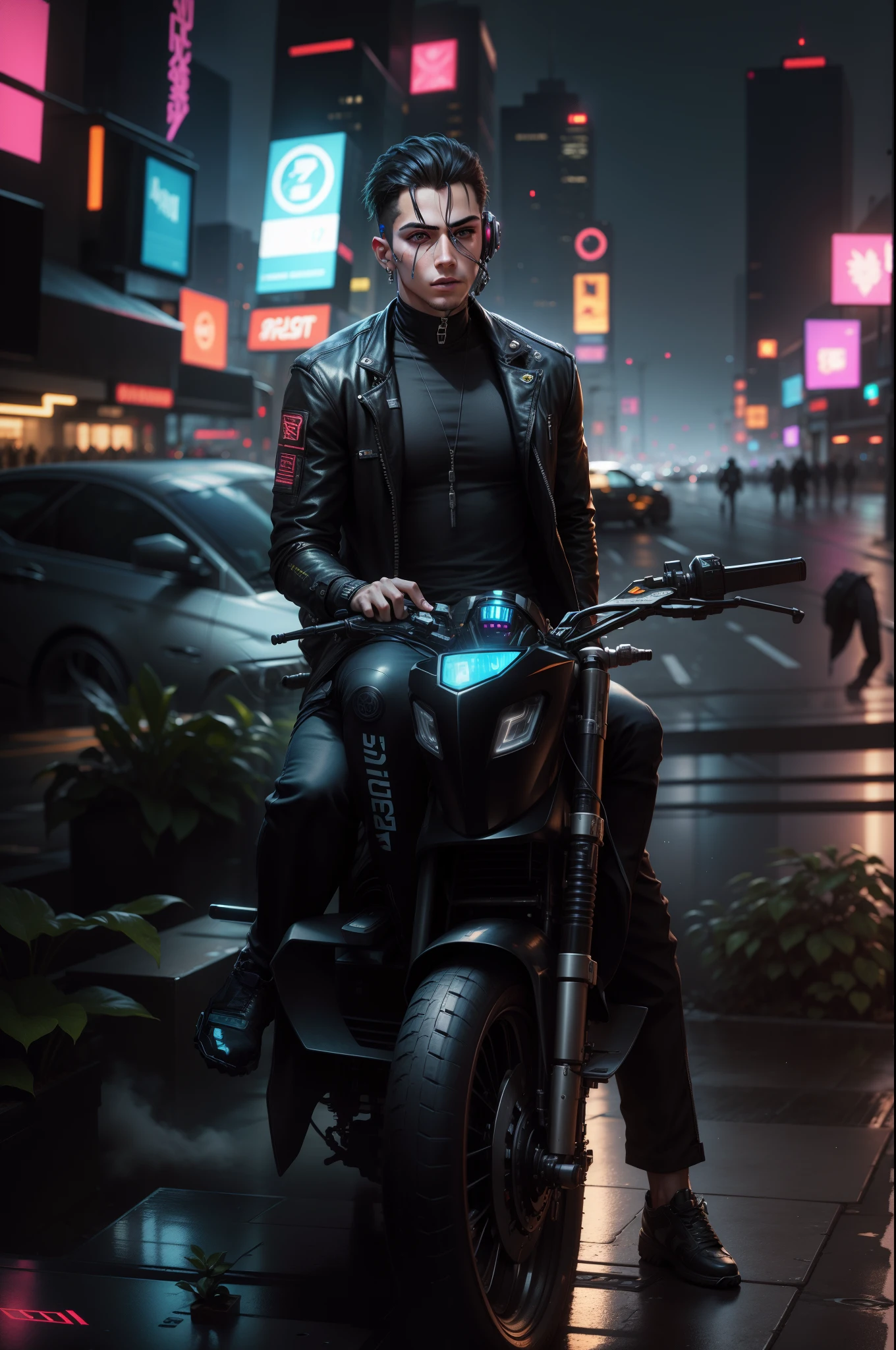 Change background cyberpunk handsome boy. Realistic face, ultra realistic