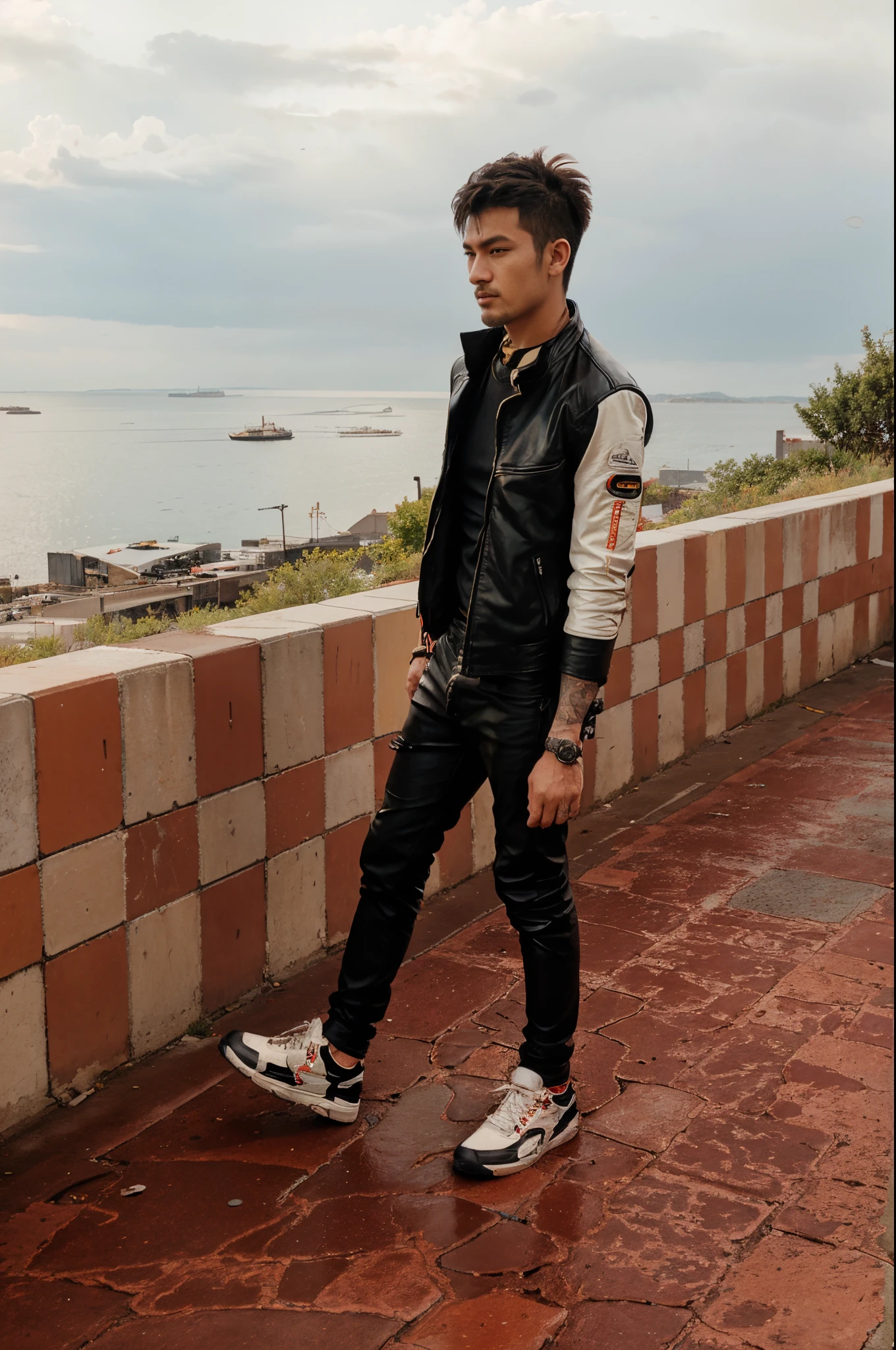 there is a man sitting on a motorcycle on the street, sitting on a motorcycle, motorbiker, shot on nikon d 3 2 0 0, riding a motorcycle, portrait shot 8 k, akira moto, motorcycle, inspired by Liu Haisu, taken with sony alpha 9, sitting on cyberpunk motorbike, photoshot, taken with sony a7r camera, photo - shot