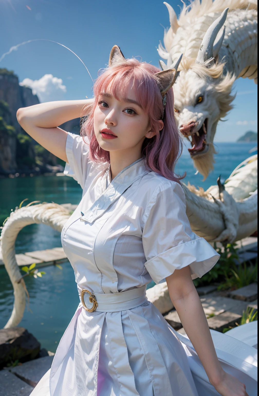 1female,45 yers old,Married woman,熟妇,Large breasts,long leges,big chest and thin waist, photo exposure, 独奏,(Background with:at a forest,the rainforest,in summer) She has long black hair,Stand deep in the forest,seen from the front, curlies, The sky is most...