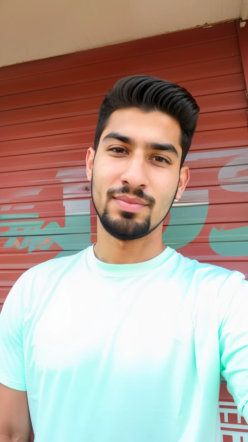 arafed man with a beard and a beard standing in front of a garage door, around 1 9 , very very low quality picture, front profile!!!!, portait photo profile picture, without beard, with accurate face, khyzyl saleem, riyahd cassiem, kyza saleem, uploaded, mohamed chahin, ismail