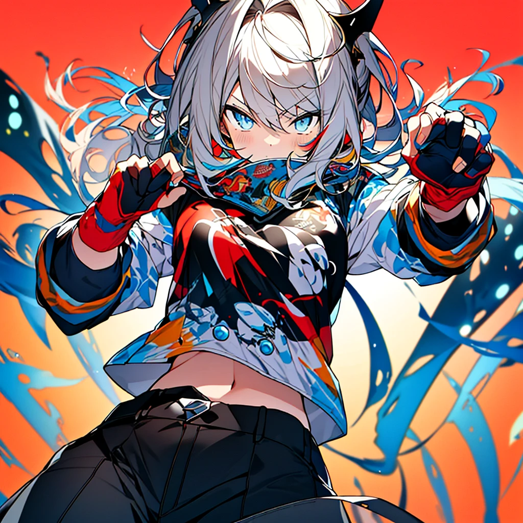 3girls, excellent lighting, sidelighting, (curvy: 1.2), background, mixed-language_text, Japanese graffiti lettering, GUILTY GEAR -STRIVE style perfect(flat color: 1.3), (magazine_cover: 1.4), (multicolored_background: 1.3), striped_background, card_background, :: comix style by joe madureira :: , perfect and detailed, ultra detailed shirt with abstract design, with Japanese letters in graffit print of the sides of the dress, image of full-body women fighting alongside you with powerful dragons versus alien creature full of tentacles, with immersive effects, hover effect, background graffiti style tribal tattoo with vibrant colors "ultra hdr" detailed and with focus effect, (masterpiece: 1.2, best quality), (beautiful eyes finely detailed: 1.2), , ((Solo)), (Eyes degrade:1.4), (Finely detailed eyes and detailed face with long eyelashes:1.3), in various full-body attack poses, (cute background: 1.2),futuristic costume, super detailed circular metals Clinging to the arms and pants, fantastic paintings