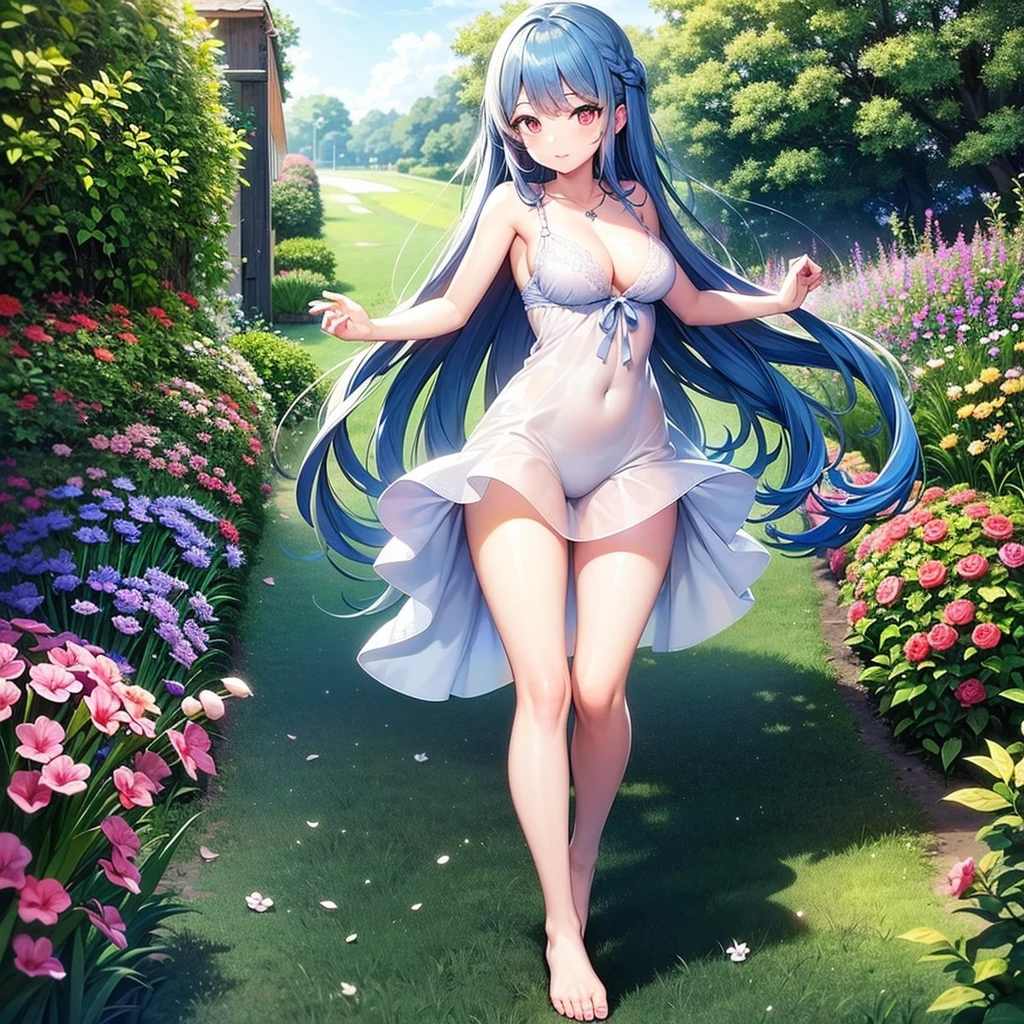 ((No bra, no panties, sheer white one-piece dress with blue roses))Yellow Hair,Yellow Eyes,Carly,Adorable,Teenage Girls,White high heels on her feet,whole body,Fingers and arms are not exposed,Yellow rose flower field in background,Blue sky and white clouds,,Happy expression,High quality light and shadow,Artistic Sense((Hair Bun))(Very long hair))((Blunt bangs))((Bitch))((tsurime))((Big eyes))((Skinny body))((expensive))(Pale skin))((Botanical Prints))((infant))((Showing nipples under shirt))(Pale skin))((Botanical Prints))((infant))((nsfw))((((5 years old)))(((infant)))((Lolita)