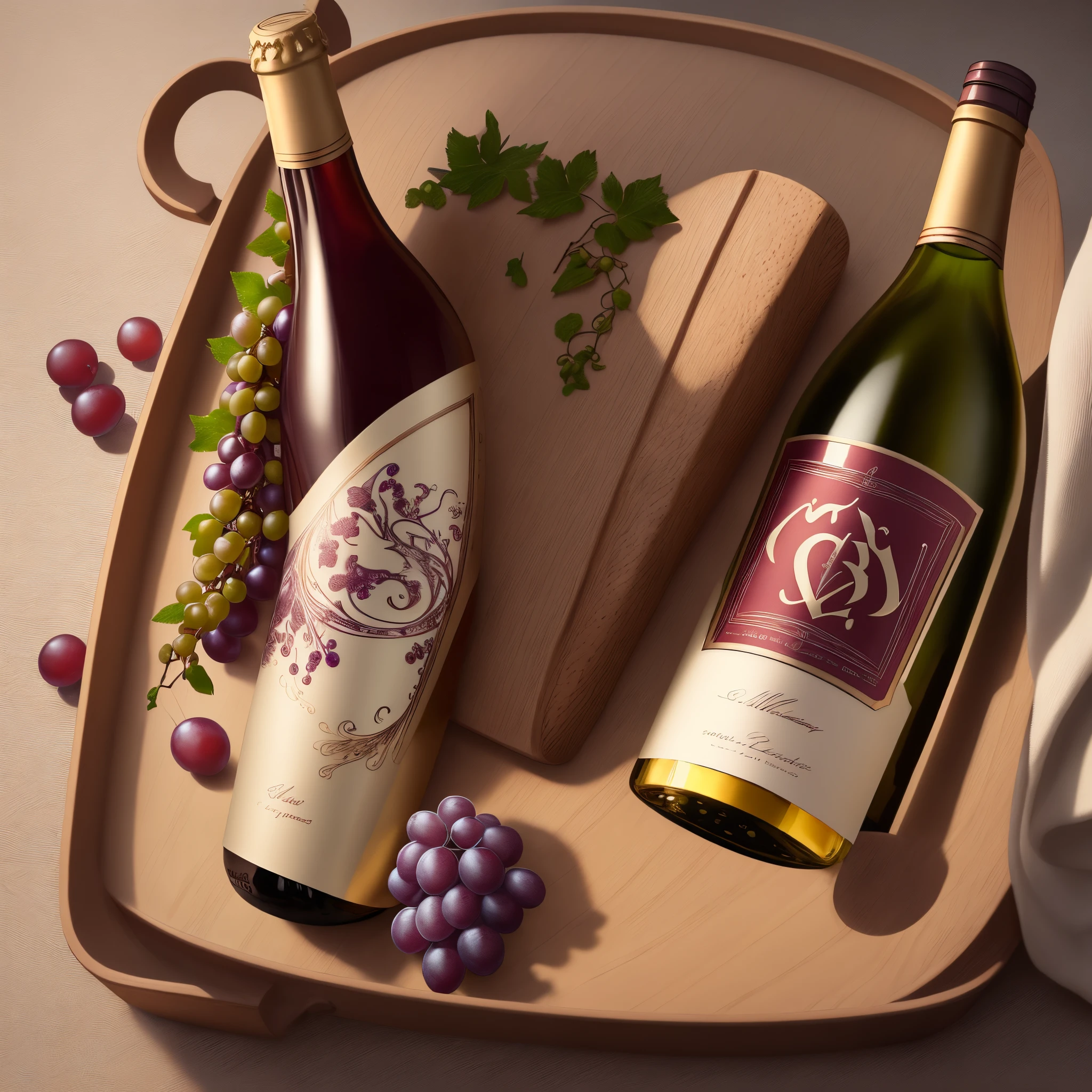 WS monogram with grapes and wine bottle
