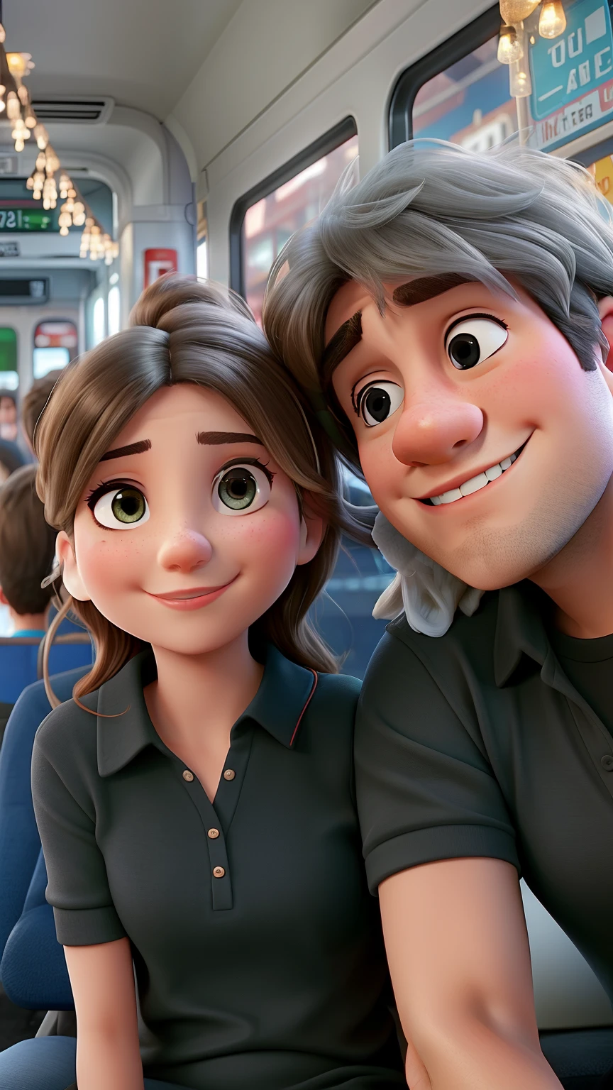 There's a man and a woman sitting together on a bus, Pareja feliz, Facebook Post, momma and papa, pareja sonriente, instagram post, reddit post, taken in the early 2020s, Foto tomada en 2 0 2 0, pareja, Karla Ortiz, Foto de perfil, foto de perfil, Foto de Snapchat, Imagen de perfil, Pareja encantadora, they are in love