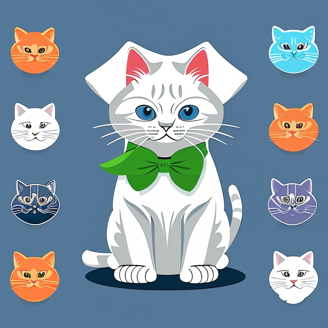 T-shirt graphic design art flat illustration of a cute cat Colorful tones cleaning highly detailed vector image masterpiece photorelist professional photography smooth white background isometric vibrant vector mocap