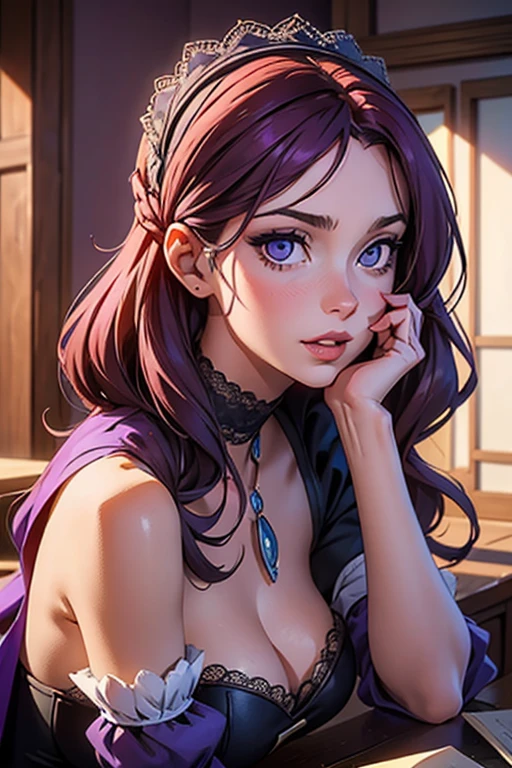 Il y a une femme adulte aux cheveux violet foncé qui embrasse une femme rousse, maquillage naturel, fard à paupières, maquillage naturel, cheveux longs et courbés, sous vêtements en dentelle, dentelles, petit sein, petits seins, petit coffre, Avatar de seconde vie, Belle capture d’écran, Deuxième vie, Femme séduisante, de la haute qualité, une peau très détaillée, pose dynamique