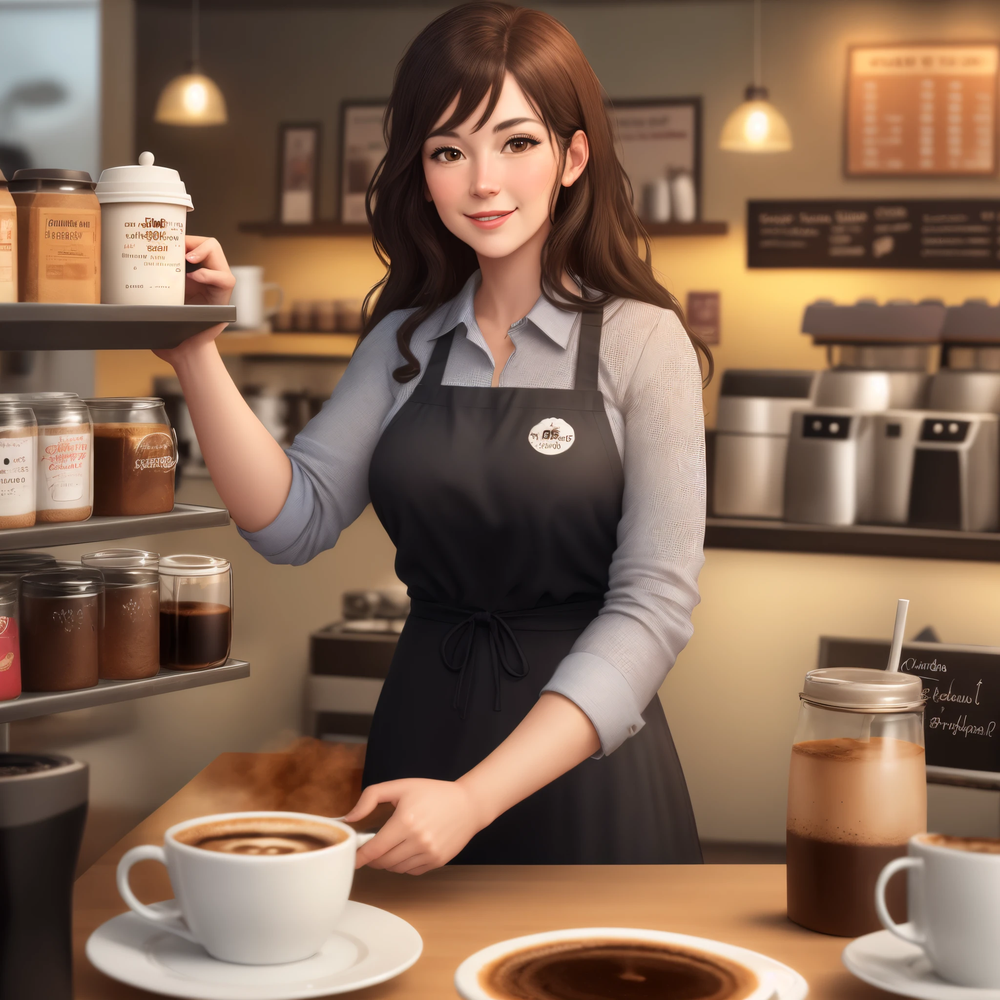 create an image of a coffee shop manager named claudia being in hell