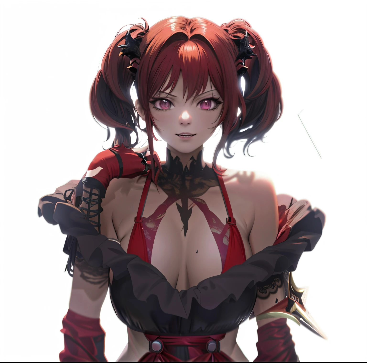 Anime girl with red hair and black gloves posing for the camera., Arte detallado de alta calidad 8K, Arte detallado del anime digital, 2. 5 d cgi anime fantasy artwork, seductora chica de anime, Render fotorrealista de Anime Girl, 8k octae render foto, Chica de anime Gothic Maiden, Chica anime 3D, [ Arte digital 4K ]!!, Badass Anime 8K