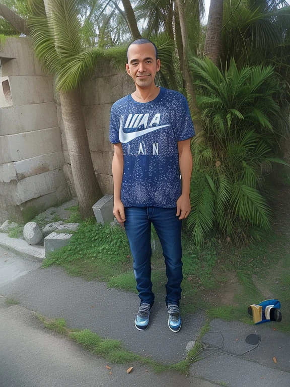 Man standing in front of a tree with a skateboard, Imagen de cuerpo entero, foto realista, andres rios, jose miguel roman frances, luis nieves sr, victor maristane, about 3 5 years old, castigo samaniego, whole body photography, ronaldo luis nazario de lima, Foto tomada en 2 0 2 0, Carmelo Blandino
