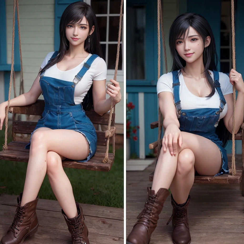 (best quality,ultra-detalhado),(Realistic:1.37),Tifa Lockhart,Rosto bonito e detalhado, Sweet smile expression, textura ultra realista, rosto delicado, corpo delicado, Fit physique