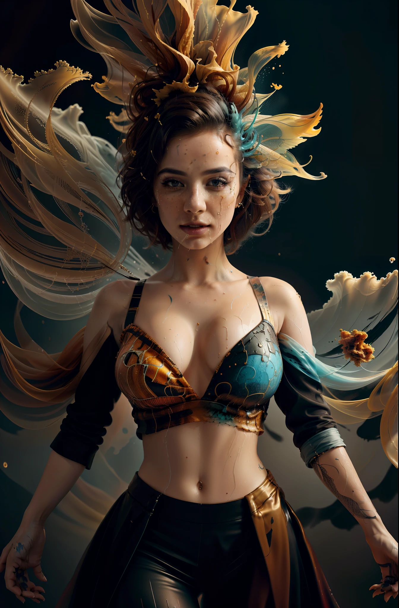Alberto seveso art, dancing sillhouette, water ink, ink water, ink cloud, alberto seveso art, loose painting style, intricate detail, cinematic lighting, octane render, 8k render, volumetric lighting