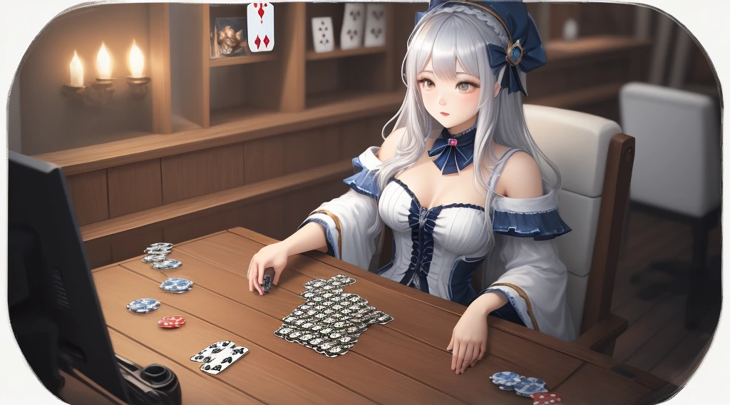 Deck Shuffle Card Game Silver Hair Cool