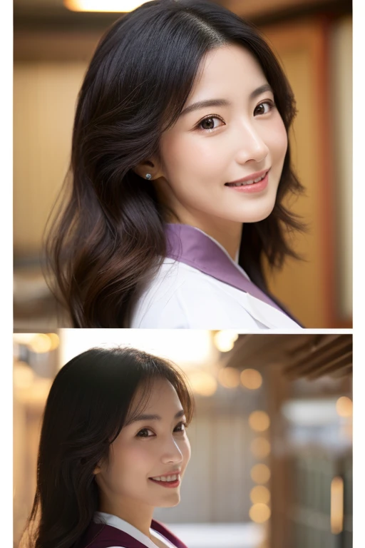 Woman in her early 30s japanes A dark-haired Long physician Female doctor Manteau blanc stethoscope card A slight smil Breasts are big Sensible Beautie Beautuful Women clothed、(Photo Real:1.4)、(hyper realisitic:1.4)、(realisitic:1.3)、 (Smoother lighting:1.05)、(Improved lighting quality in movies:0.9)、32K、 girl with、Realistic lighting、back lighting、Facial light、raytrace、(Brightening light:1.2)、(Increase quality:1.4)、 (Top quality real texture skins)、finely eye、finerly detailed face、glowy skin