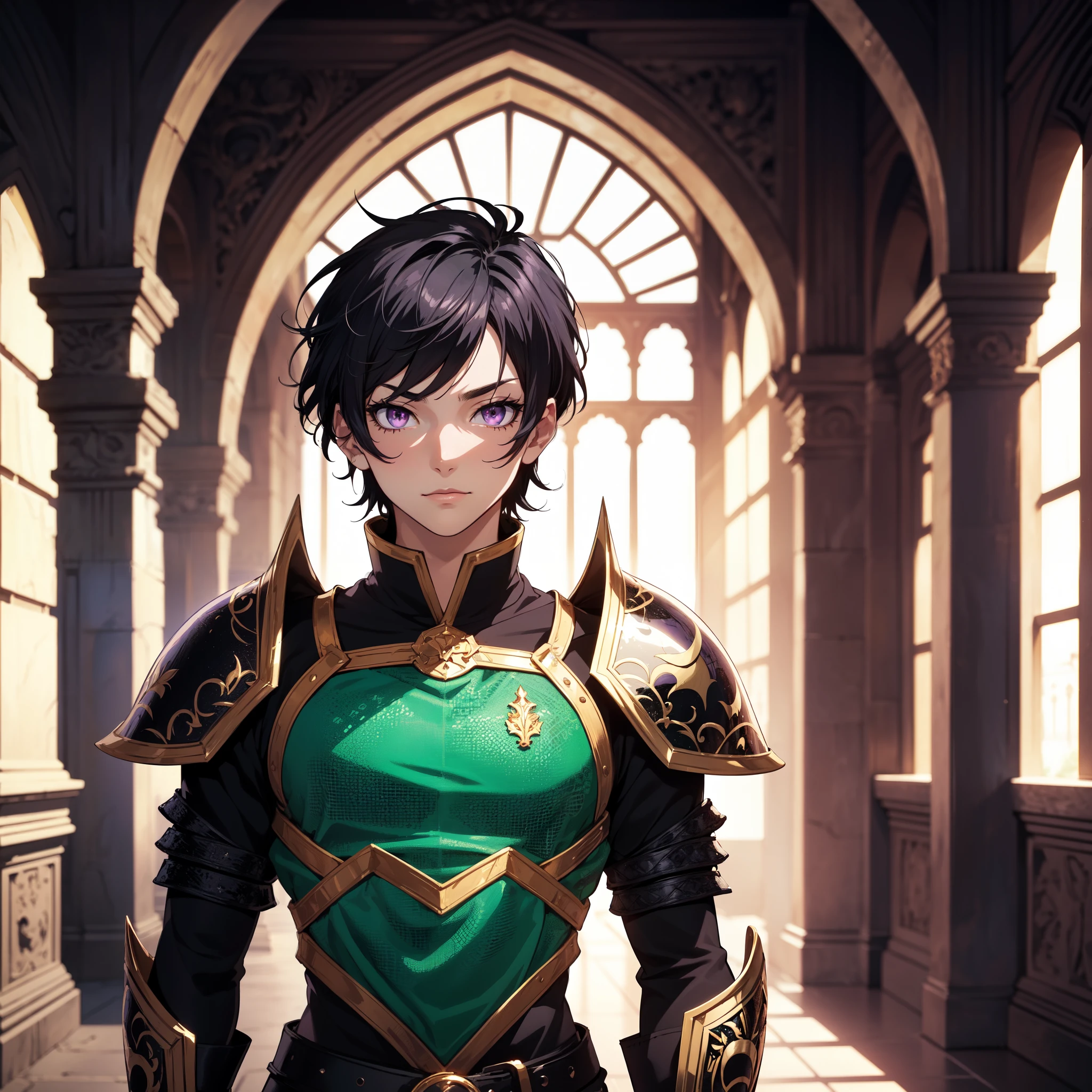 128K Ultra High Definition,
128K Ultra High Quality,
128K Ultra High Resolution,
Best Definition,
Best Quality,
Best Resolution,
Perfectly Detailed,
Perfectly Designed,
Extremely Detailed,
Extremely Designed,
Hyper Detailed,
Hyper Definition,
Hyper Quality,
Hyper Resolution,
Masterpiece,
(((Anime))),
Body Shot,
(((Boy))),
Handsome,
Muscular Body,
(((Black Short Hair))),
(((Purple Eyes))),
(((Hyper Detailed & Perfectly Designed With Ultra High Quality Emerald Warlord Armor))),
(((Inside Of Medieval Royal Palace Background Scenery))),