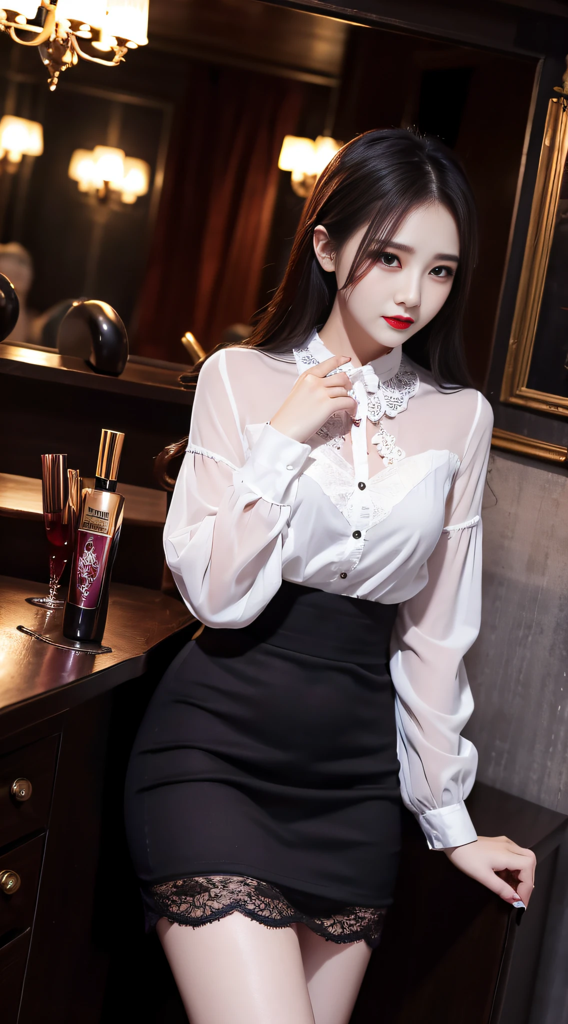 Fascinating beauty、Hostess、Cabarless、tight skirts、Evil Female Executive、Evil Fall、Dark、brainwash、panthyhose、lacy fabric、Glossy legs、lipsticks、Evil look、Suspicious look、Hollow eyes、darkened room、Night、wicked、seductiv