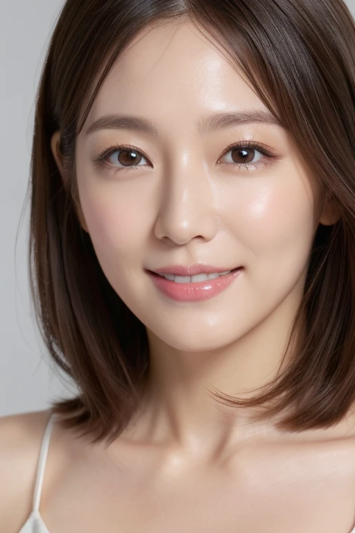 Female in her 30s、One bun hair, Face without makeup, silky white skin, shopping