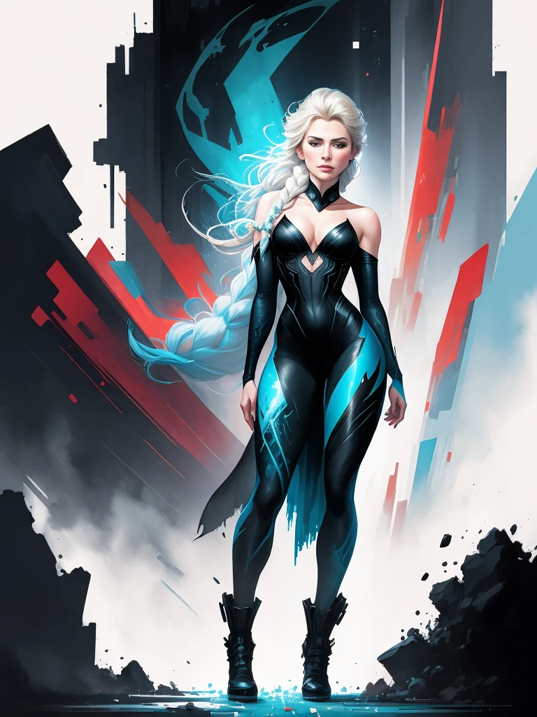 sticker of elsa from frozen, full body, jim lee, freedom, soul, digital illustration, comic style, without clothes, cyberpunk, perfect anatomy, centered, approaching perfection, dynamic, highly detailed, watercolor painting, artstation, concept art, smooth, sharp focus, illustration, art by Carne Griffiths and Wadim Kashin,