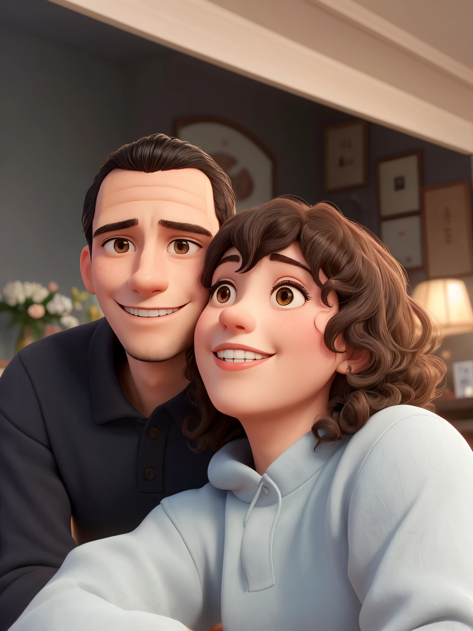 there is a man and woman that are smiling for a picture, ayanamikodon and irakli nadar, happy couple, smiling couple, enes dirig, profile image, taken in the early 2020s, charli bowater and artgeem, portrait of two people, they are in love, taken in 2 0 2 0, couples portrait, black hairless man and curly black hair woman