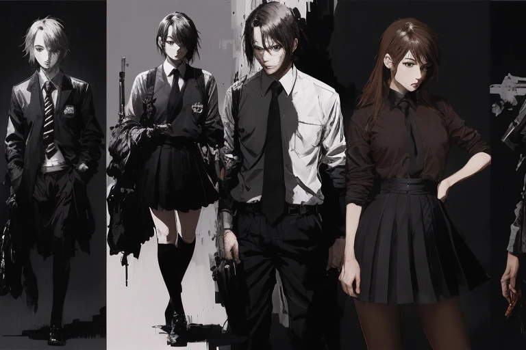 (style of ashley wood), school uniform