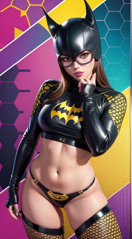 Batgirl sexy de DC Comics, Obra maestra, La mejor calidad, abstracto, psicodelic, neon, (honeycomb pattern), (creativo:1.3), sy3, SMM, fantasy00d