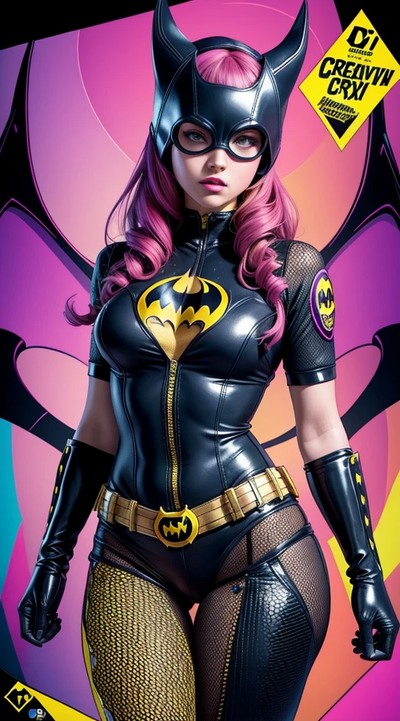 Batgirl sexy de DC Comics, Obra maestra, La mejor calidad, abstracto, psicodelic, neon, (honeycomb pattern), (creativo:1.3), sy3, SMM, fantasy00d
